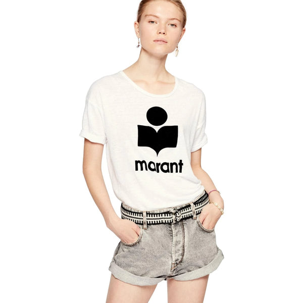 ISABEL MARANT M T-SHIRT L / WIT COMBI ISABEL MARANT T-SHIRT T-Shirt Koldi Linen Logo - Sisera Laren