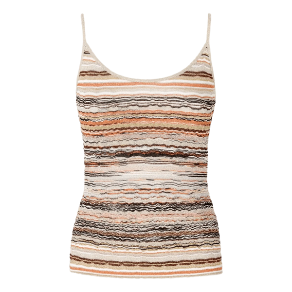 MISSONI M TOP Missoni Wave Pattern Viscose Top - Brown Combi