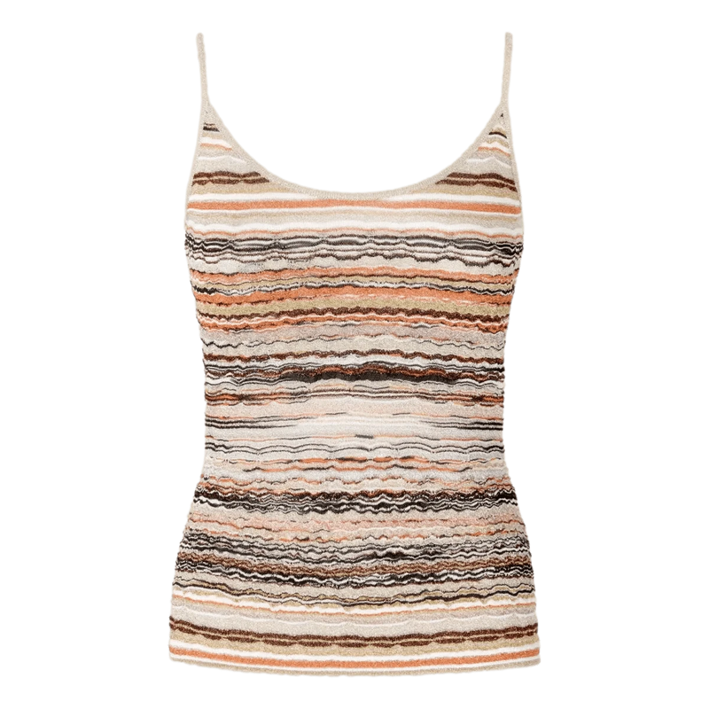 MISSONI M TOP Missoni Wave Pattern Viscose Top - Brown Combi