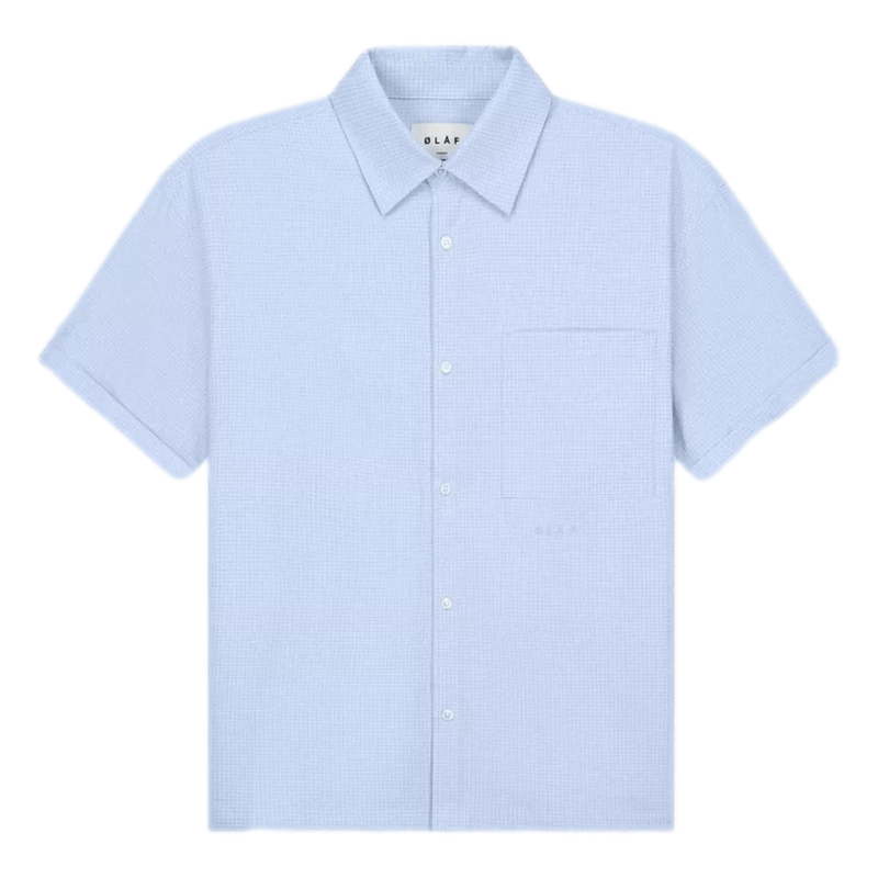 OLAF M SHIRT S / LICHTBLAUW Olaf Boxy Shirt Mini Check Lichtblauw - Match Laren