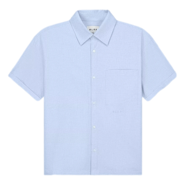 OLAF M SHIRT S / LICHTBLAUW Olaf Boxy Shirt Mini Check Lichtblauw - Match Laren
