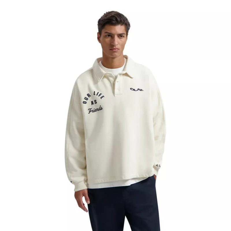 OLAF M SWEATER Olaf Varsity Polo Sweater Off White - Match Laren