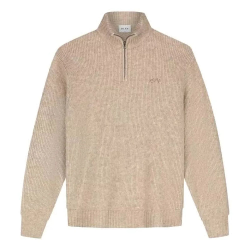 OLAF M TRUI S / LICHTBRUIN Olaf Signature Zip Up Trui Beige - Match Laren