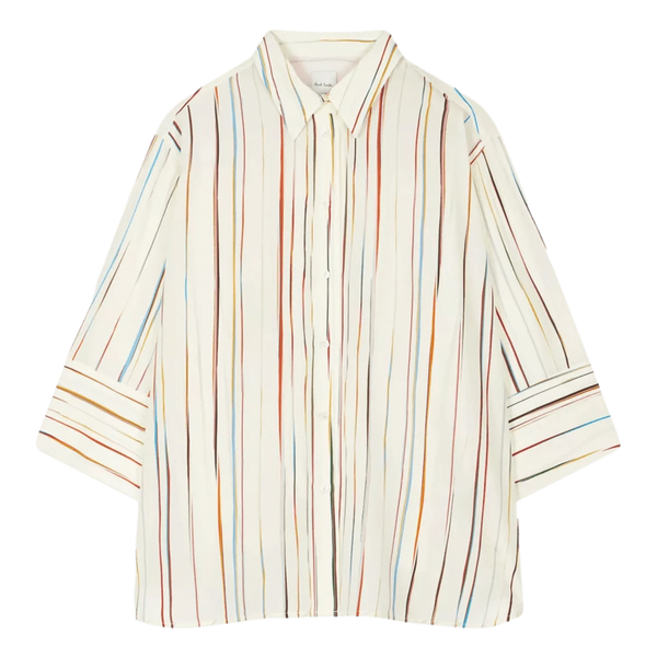 PAUL SMITH M BLOUSE 34 / ECRU COMBI Paul Smith Signature Stripe Silk Shirt - Multicolour