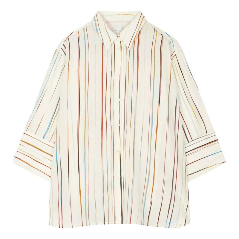 PAUL SMITH M BLOUSE 34 / ECRU COMBI Paul Smith Signature Stripe Silk Shirt - Multicolour