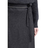 PESERICO M ROK Viscose En Wollen Flanellen Midi Rok Antraciet - Match Laren