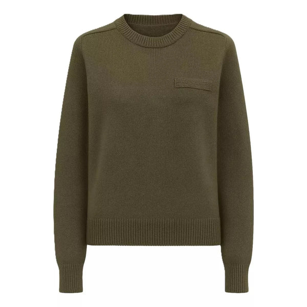 PESERICO M TRUI 34 / OLIJF Peserico Pullover Met Detail Olijfgroen - Match Laren