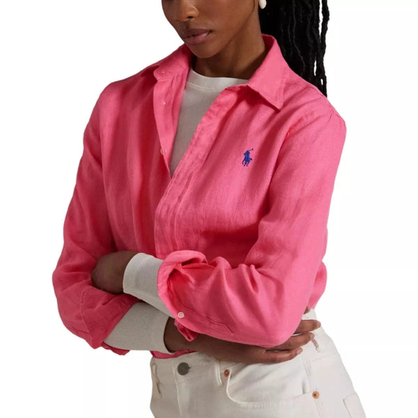 POLO RALPH LAUREN Polo Ralph Lauren Classic fit linnen overhemd dames roze - Match Laren