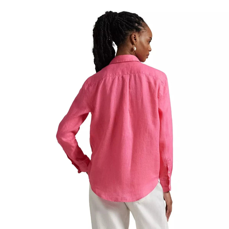 POLO RALPH LAUREN M BLOUSE Polo Ralph Lauren Classic fit linnen overhemd dames roze - Match Laren