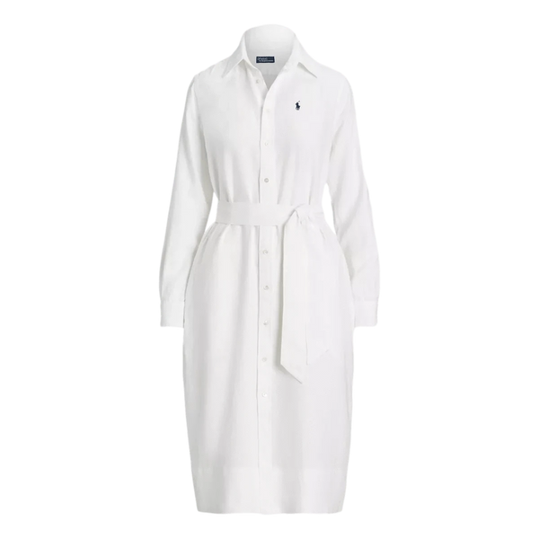 POLO RALPH LAUREN M JURK 2 / WIT Polo Ralph Lauren Linnen Jurk Met Riem - Match Laren