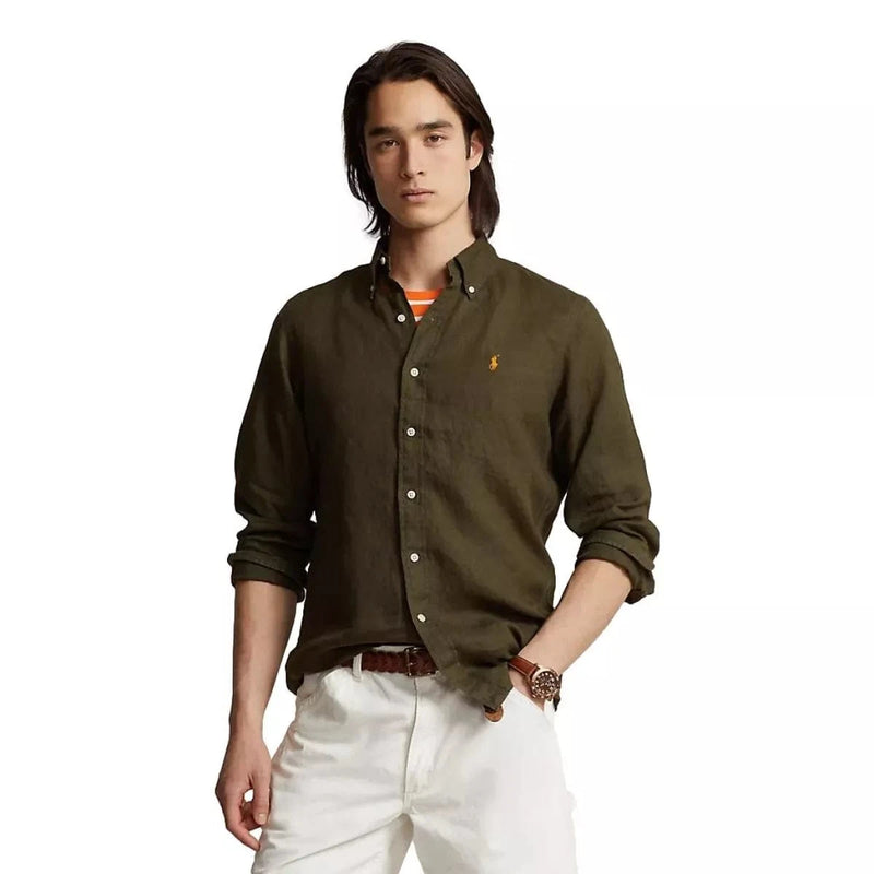 POLO RALPH LAUREN M SHIRT Polo Ralph Lauren Linnen Overhemd Army - Match Laren