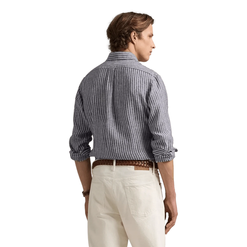 POLO RALPH LAUREN M SHIRT Polo Ralph Lauren Linnen Overhemd Gestreept Marine - Match Laren