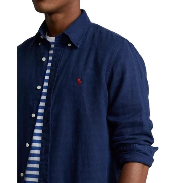 POLO RALPH LAUREN M SHIRT Polo Ralph Lauren Linnen Overhemd Marine - Match Laren