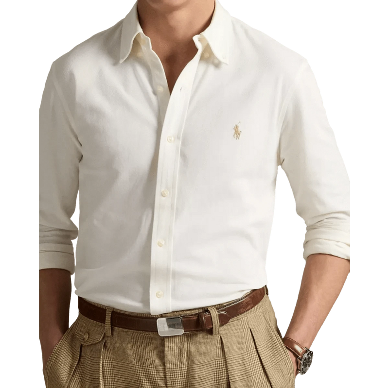 POLO RALPH LAUREN M SHIRT Polo Ralph Lauren Mesh Overhemd Creme - Match Laren