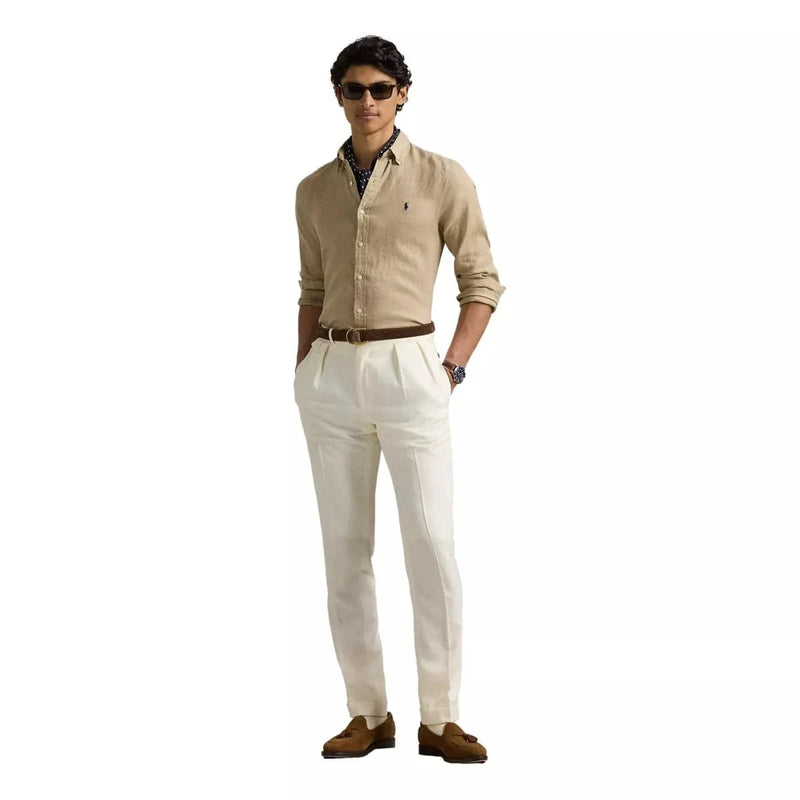 POLO RALPH LAUREN M SHIRT Polo Ralph Lauren Slim Fit Linnen Overhemd Zand - Match Laren