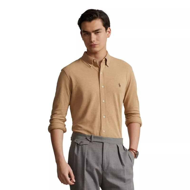 POLO RALPH LAUREN M SHIRT Polo Ralph Lauren Vederlicht Mesh Overhemd Camel - Match Laren