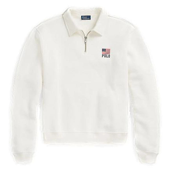 POLO RALPH LAUREN M SWEATER POLO RALPH LAUREN Flag & Logo Fleece Quarter-Zip Pullover - Match Laren