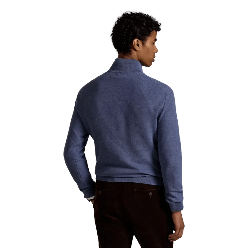 POLO RALPH LAUREN M TRUI Polo Ralph Lauren Mesh-Gebreide Katoenen Trui Met Rits Jeans Blauw - Match Laren