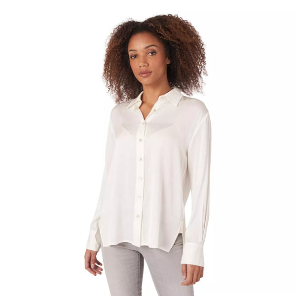 REPEAT M BLOUSE Repeat Zijden Overhemd Met Borstzakje En Zijsplitten Creme - Match Laren