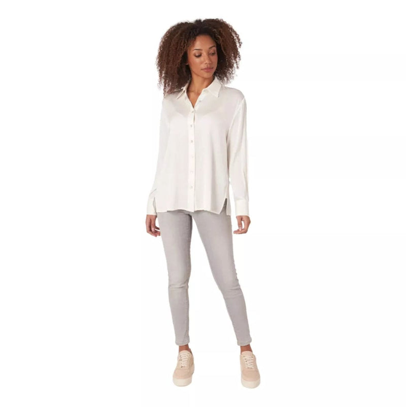 REPEAT M BLOUSE Repeat Zijden Overhemd Met Borstzakje En Zijsplitten Creme - Match Laren