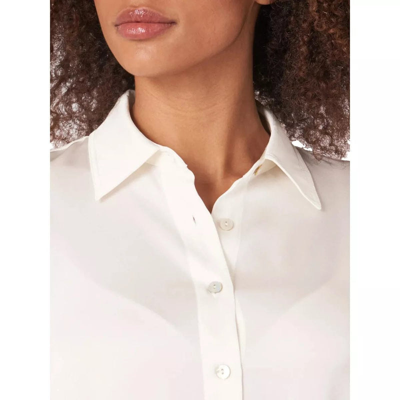 REPEAT M BLOUSE Repeat Zijden Overhemd Met Borstzakje En Zijsplitten Creme - Match Laren