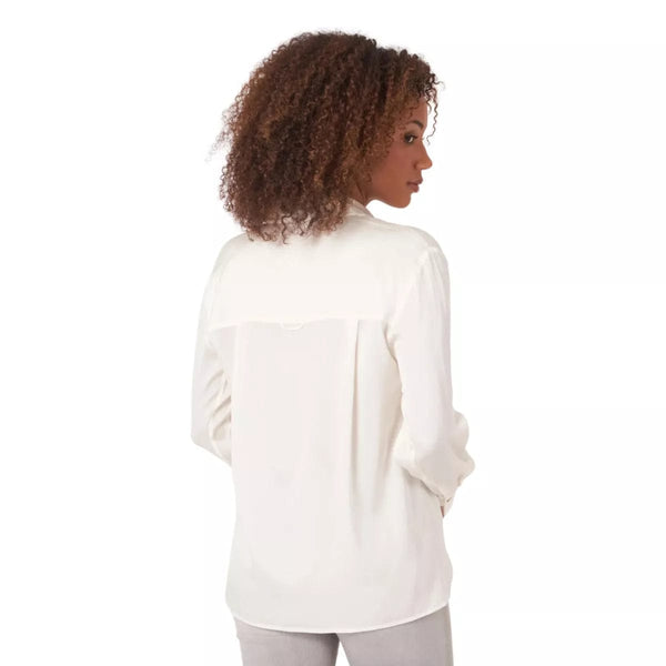 REPEAT M BLOUSE Repeat Zijden Overhemd Met Borstzakje En Zijsplitten Creme - Match Laren