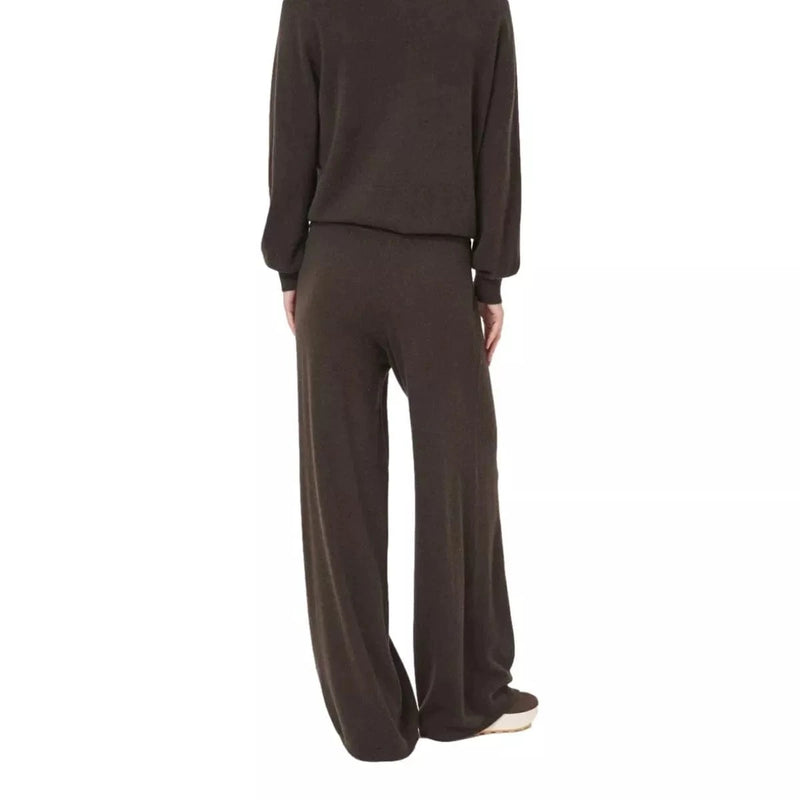 REPEAT M BROEK Repeat Wijde Gebreide Kasjmier Broek Donkerbruin - Match Laren
