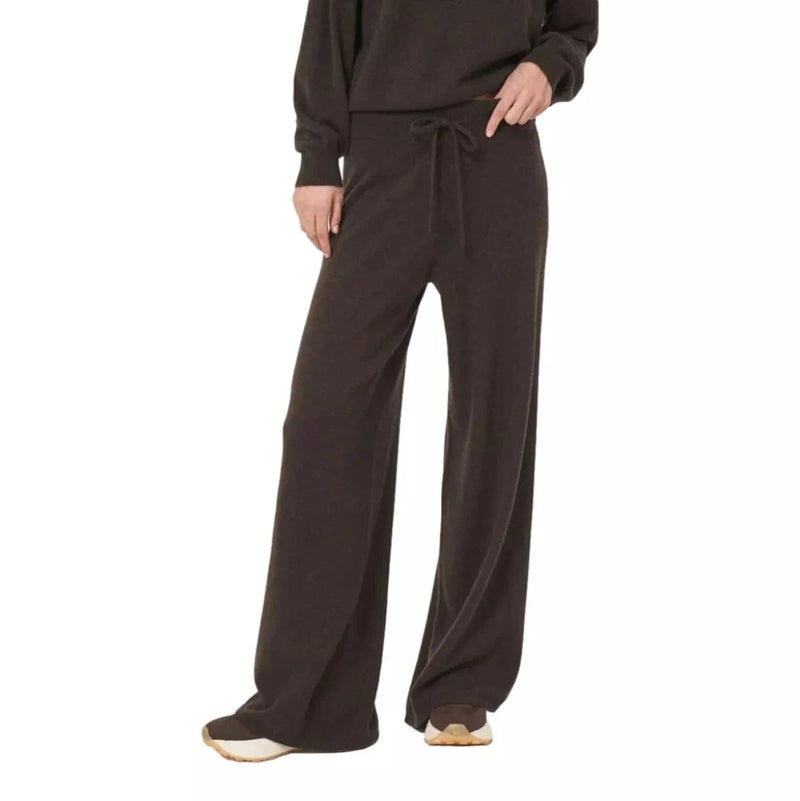 REPEAT M BROEK Repeat Wijde Gebreide Kasjmier Broek Donkerbruin - Match Laren