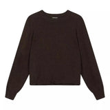 REPEAT M TRUI 34 / DONKERBRUIN Repeat Cropped Kasjmier Trui Met Ronde Hals Bruin - Match Laren