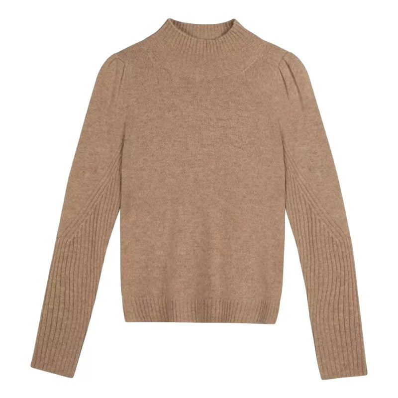 REPEAT M TRUI Repeat Cashmere Sweater Met Schouderdetail Lichtbruin - Match Laren