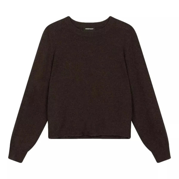 REPEAT M TRUI Repeat Cropped Kasjmier Trui Met Ronde Hals Bruin - Match Laren