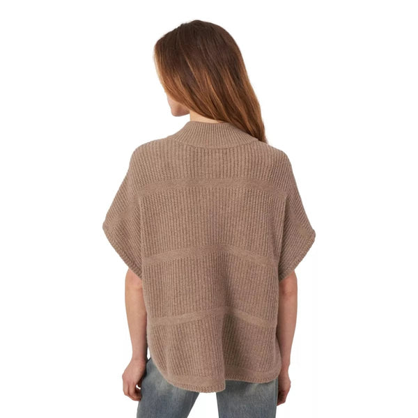 REPEAT M VEST Repeat Poncho Met Drukknopen En Geribde Texturen Taupe - Match Laren