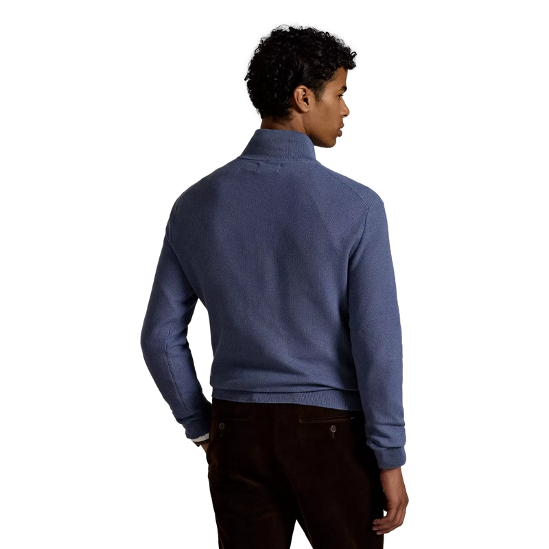 POLO RALPH LAUREN Polo Ralph Lauren Mesh-Gebreide Katoenen Trui Met Rits Jeans Blauw - Match Laren