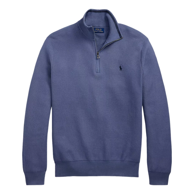 POLO RALPH LAUREN Polo Ralph Lauren Mesh-Gebreide Katoenen Trui Met Rits Jeans Blauw - Match Laren