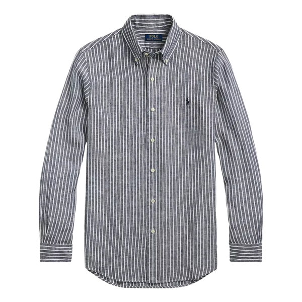 POLO RALPH LAUREN Polo Ralph Lauren Linnen Overhemd Gestreept Marine - Match Laren