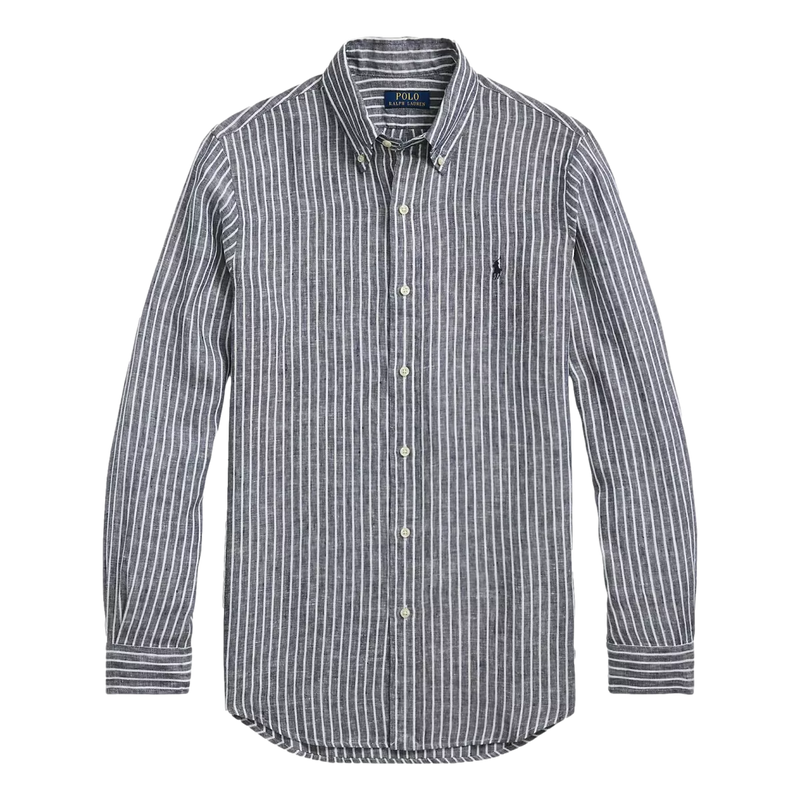 POLO RALPH LAUREN Polo Ralph Lauren Linnen Overhemd Gestreept Marine - Match Laren