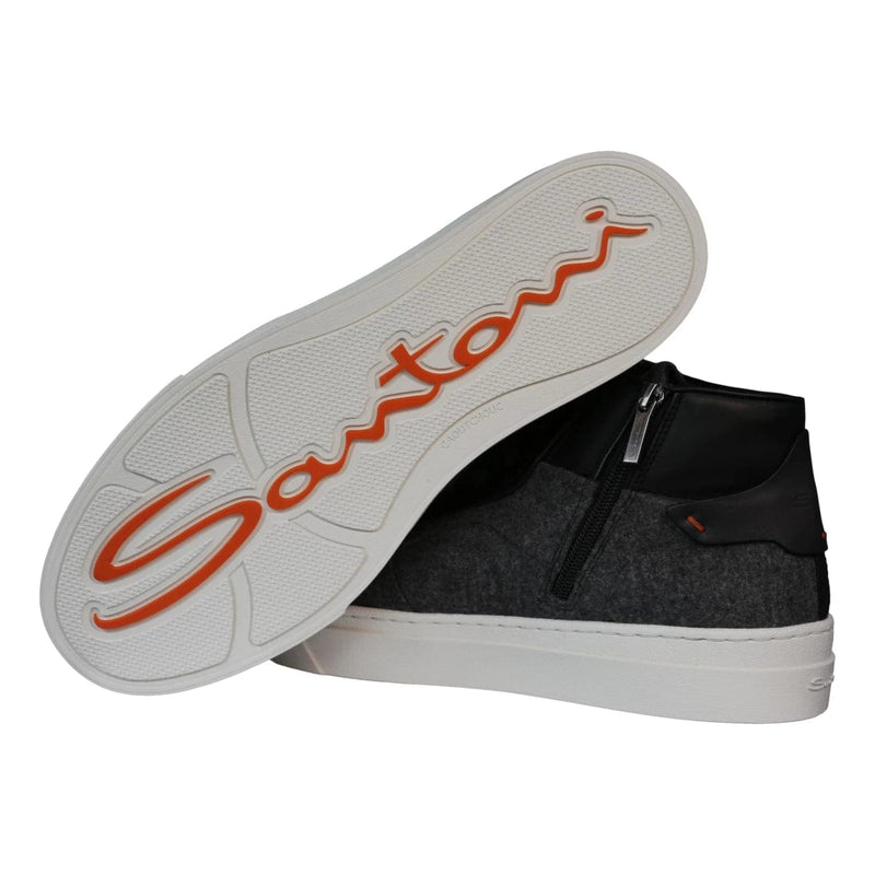 SANTONI M SCHOEN HOOG SANTONI -  Sneaker hoog wol met leer - Match Laren