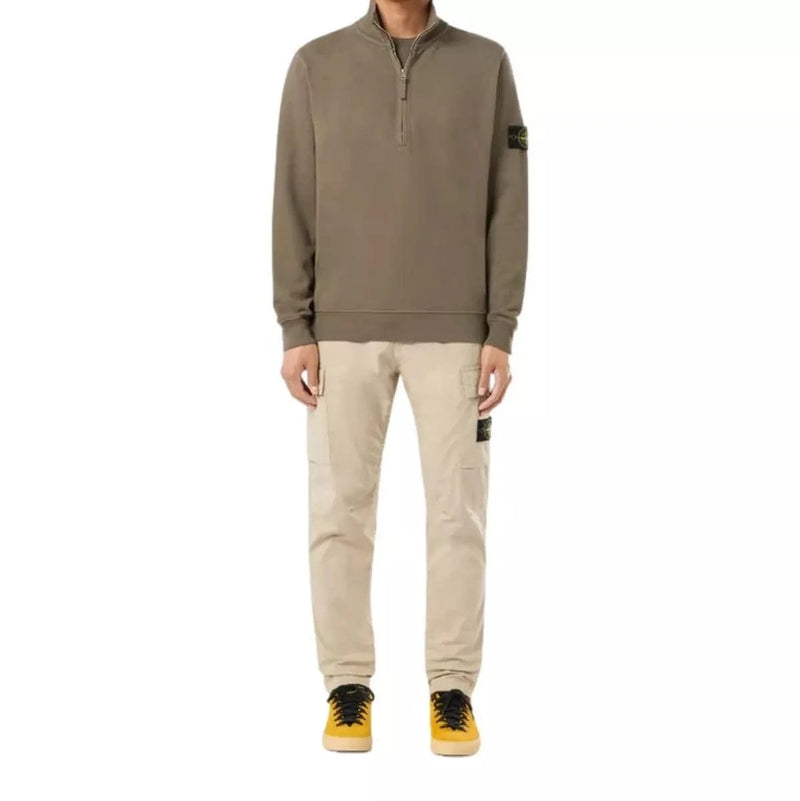STONE ISLAND M SWEATER S / OLIJF Stone Island Sweatshirt Met Halve Rits Olijf - Match Laren