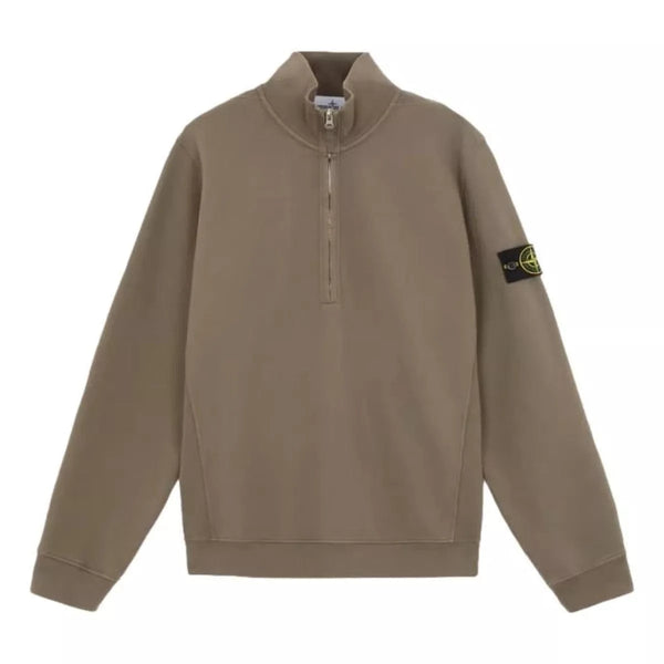 STONE ISLAND M SWEATER S / OLIJF Stone Island Sweatshirt Met Halve Rits Olijf - Match Laren