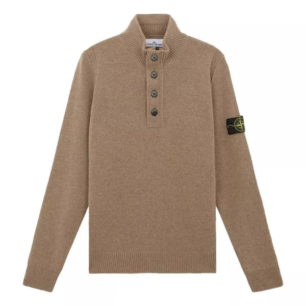 STONE ISLAND M TRUI M / BRUIN Stone island halfzip trui met knoopjes bruin - Match Laren