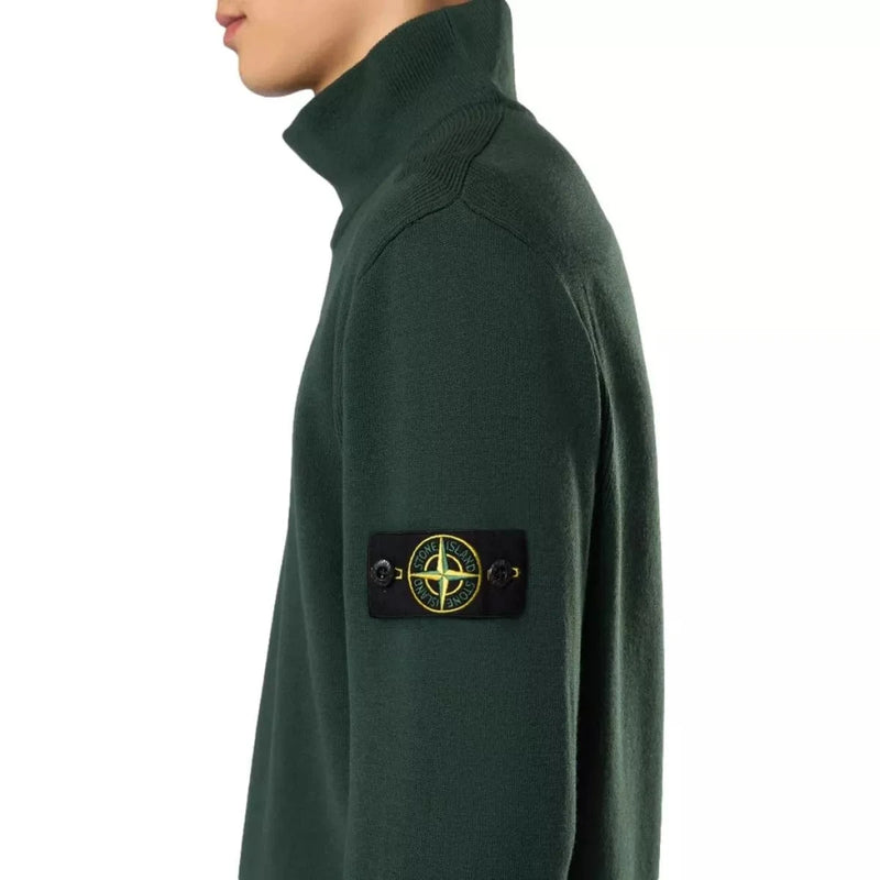 STONE ISLAND M TRUI S / NVT Stone Island Mock Neck Sweater Met Geribde Details Musk Green - Match Laren