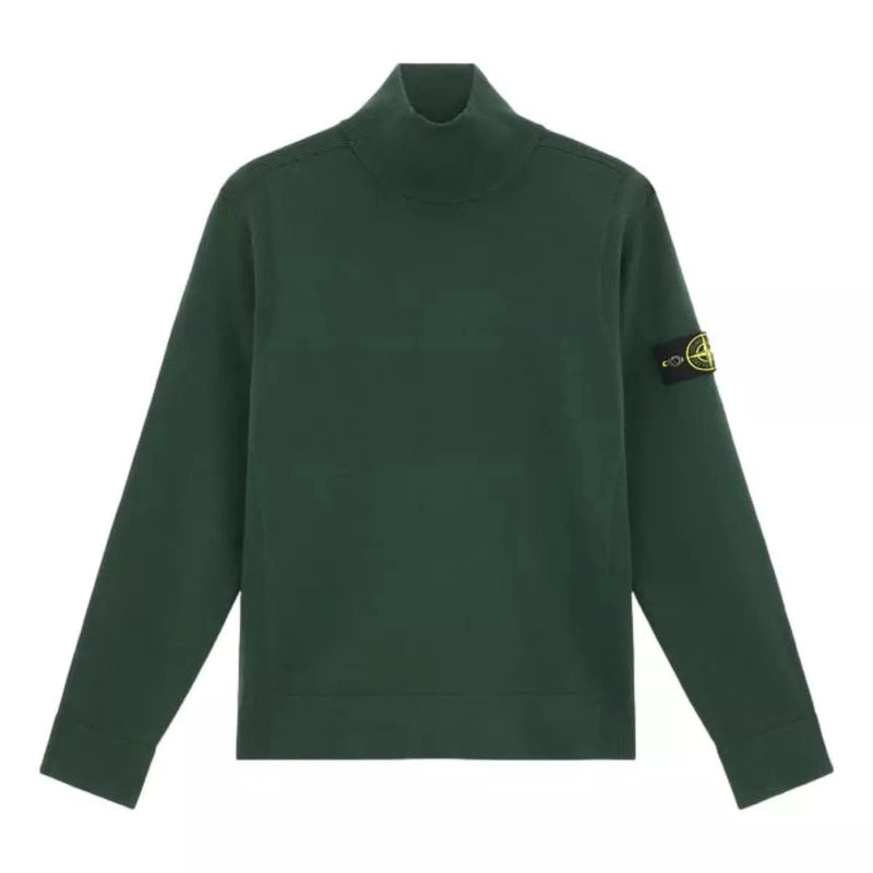 STONE ISLAND M TRUI S / NVT Stone Island Mock Neck Sweater Met Geribde Details Musk Green - Match Laren