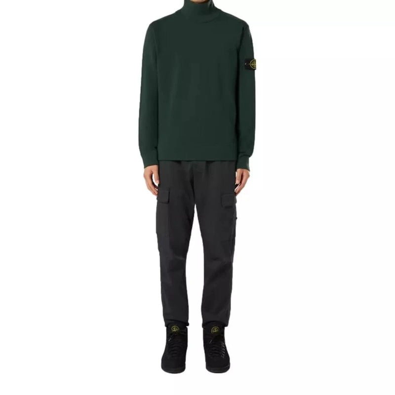 STONE ISLAND M TRUI S / NVT Stone Island Mock Neck Sweater Met Geribde Details Musk Green - Match Laren