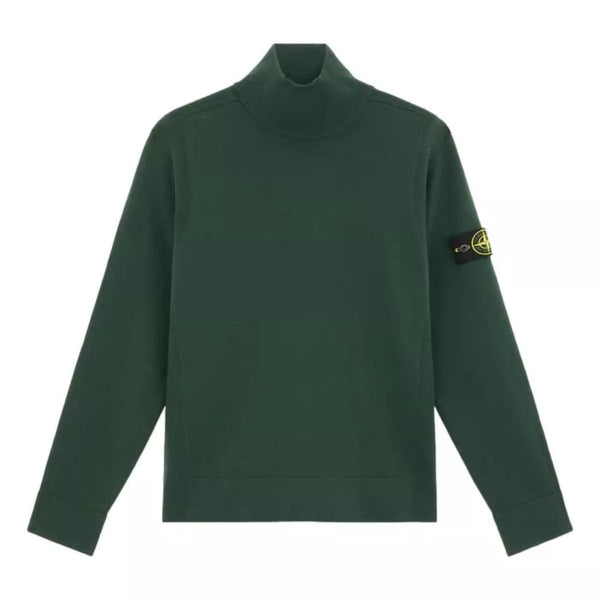 STONE ISLAND M TRUI S / NVT Stone Island Mock Neck Sweater Met Geribde Details Musk Green - Match Laren