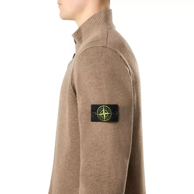 STONE ISLAND M TRUI Stone island halfzip trui met knoopjes bruin - Match Laren