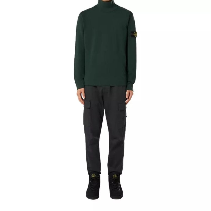 STONE ISLAND M TRUI Stone Island Mock Neck Sweater Met Geribde Details Musk Green - Match Laren