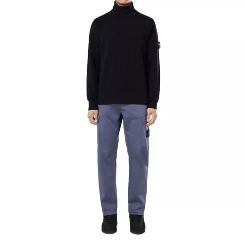 STONE ISLAND M TRUI Stone Island Mock Neck Sweater Met Geribde Details Navy Blue - Match Laren