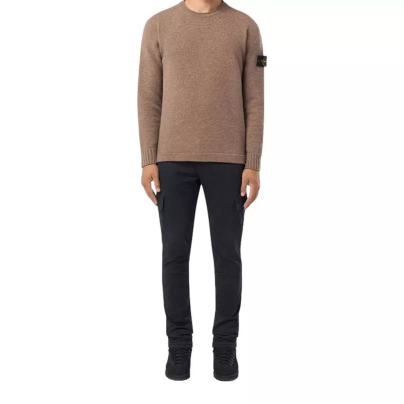 STONE ISLAND M TRUI Stone Island Sweater Met Ronde Hals En Geribde Details Walnut Brown - Match Laren