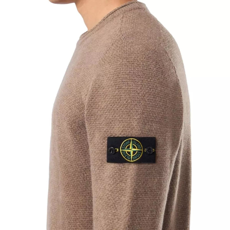 STONE ISLAND M TRUI Stone Island Sweater Met Ronde Hals En Geribde Details Walnut Brown - Match Laren