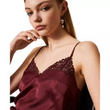 TWINSET M TOP Twinset Satijnen Top Bordeaux - Sisera Laren
